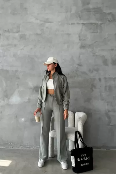 Pamuklu Gri Kadın Eşofman Takımı