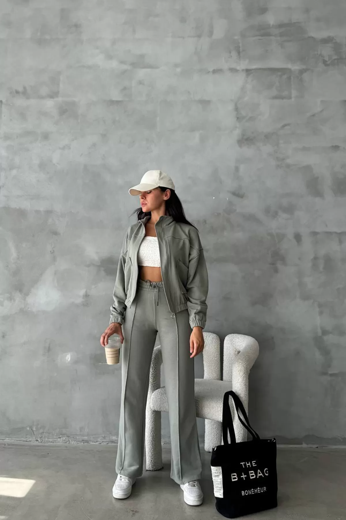 Pamuklu Gri Kadın Eşofman Takımı