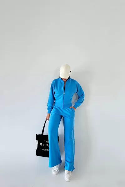 Pamuklu Mavi Kadın Eşofman Takımı