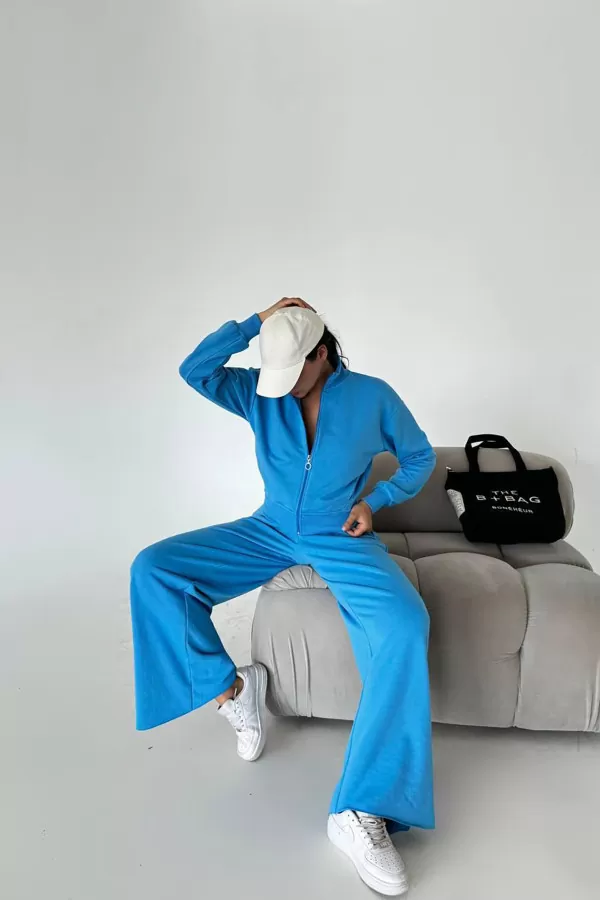 Pamuklu Mavi Kadın Eşofman Takımı