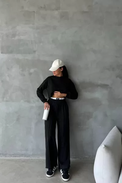 Pamuklu Siyah Kadın Eşofman Takımı