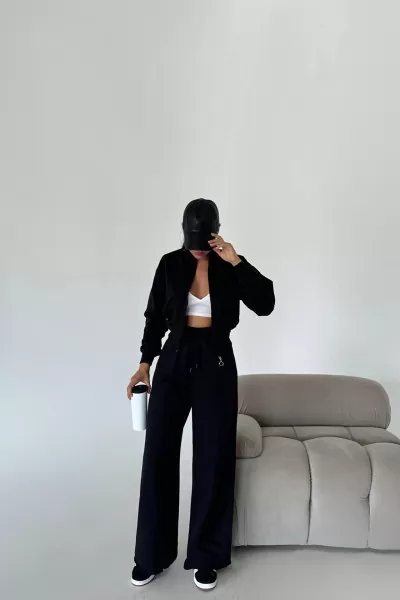 Pamuklu Siyah Kadın Eşofman Takımı