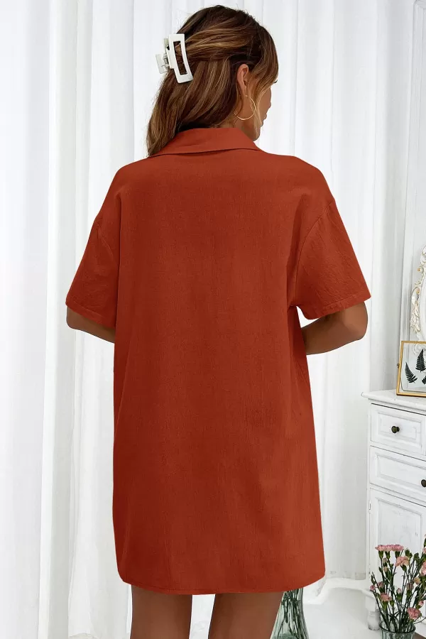 Pamuklu Tarçın Gömlek Şort Kadın İkili Takım