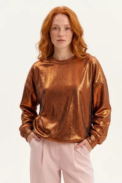 Parlak Siyah Kadın Sweatshirt