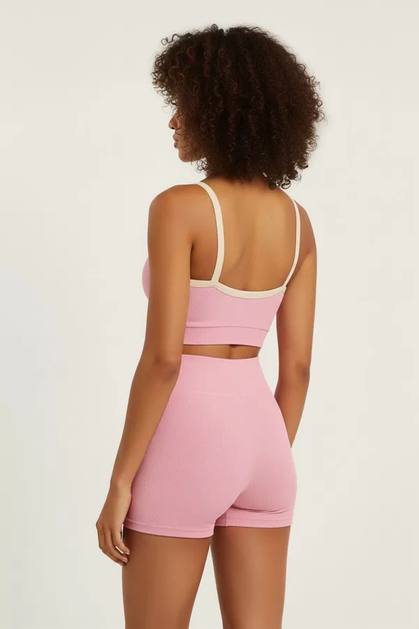 Pembe Büstiyer Şort Kadın Spor Takım