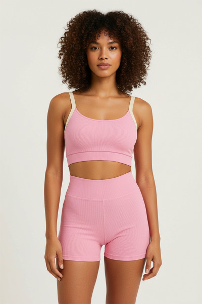 Pembe Büstiyer Şort Kadın Spor Takım