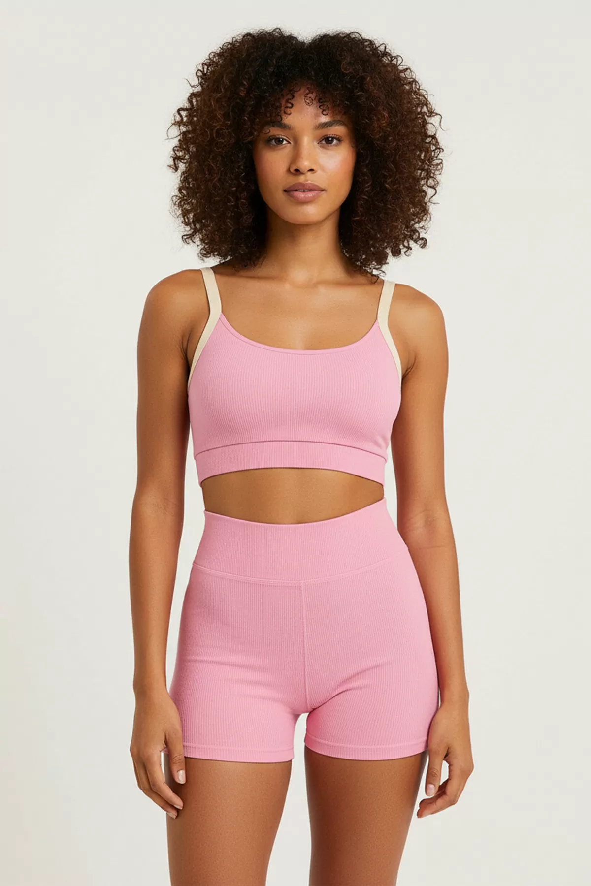 Pembe Büstiyer Şort Kadın Spor Takım