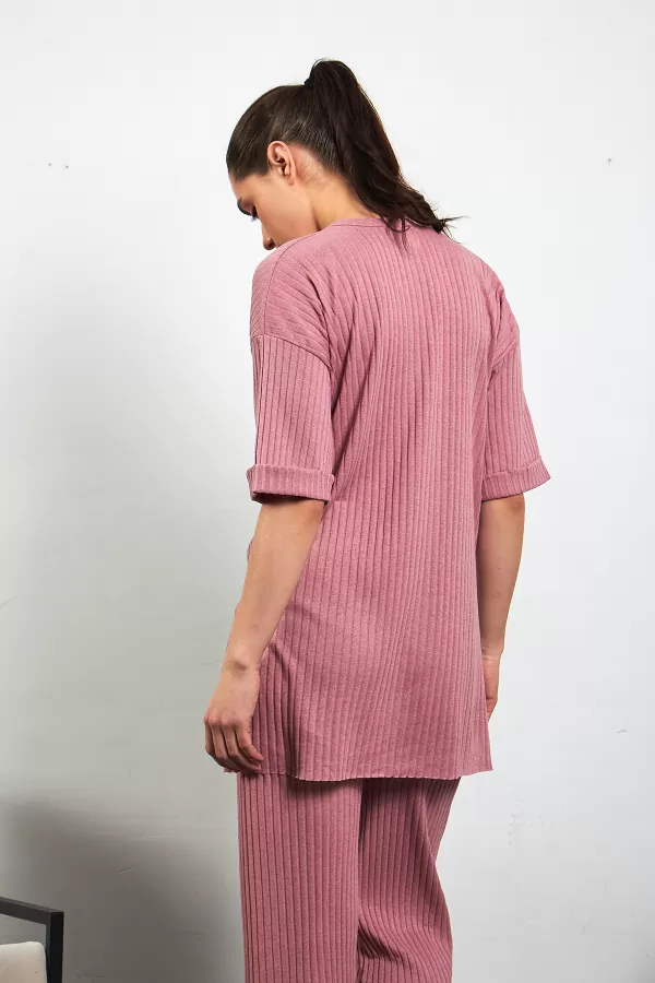 Pembe Pamuklu Pantolon Tunik İkili Takım