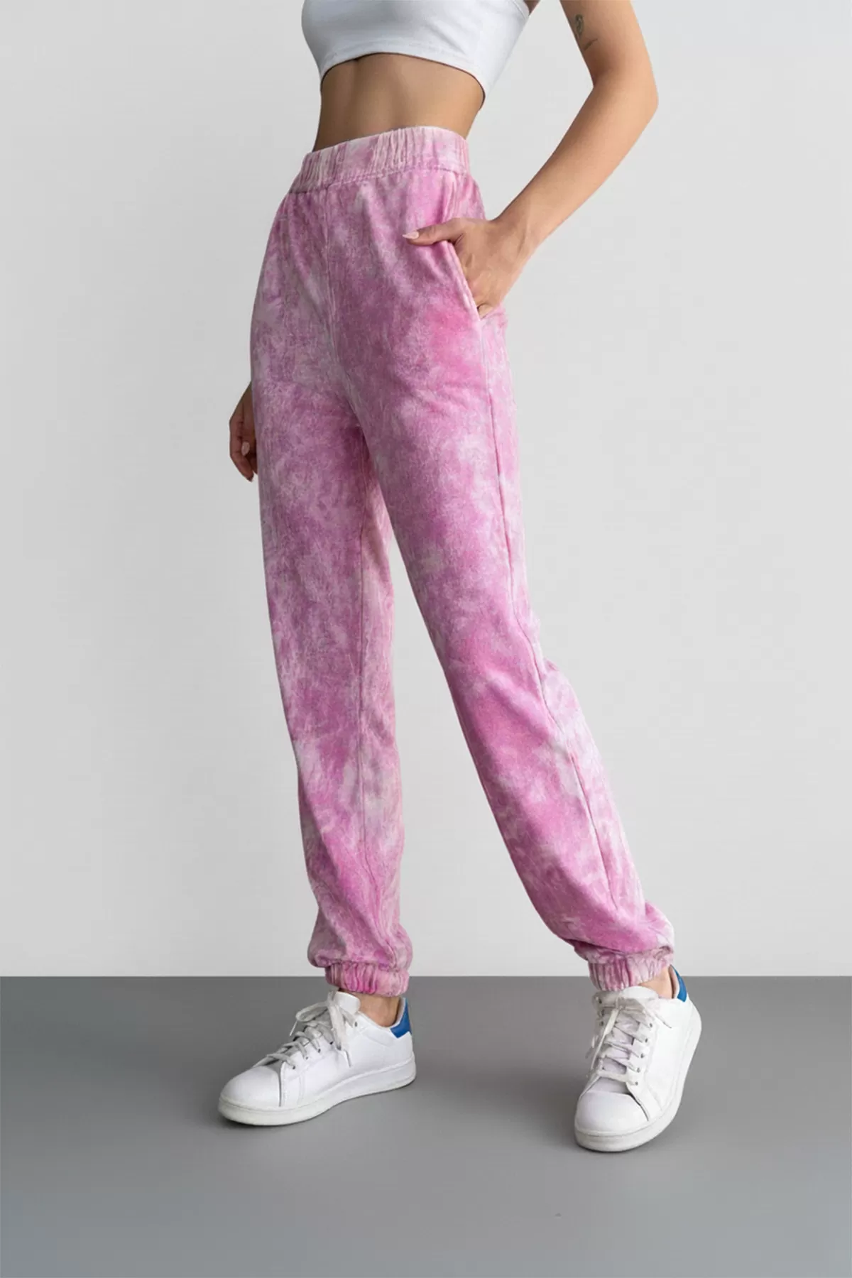 Pembe Pamuklu Yıkamalı Kadın Kumaş Pantolon