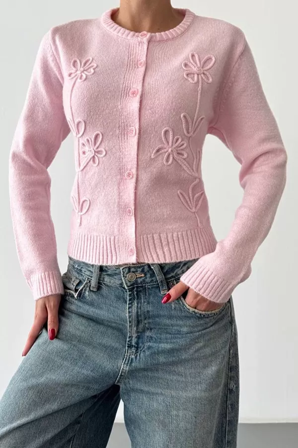 Pembe Triko Kadın Hırka