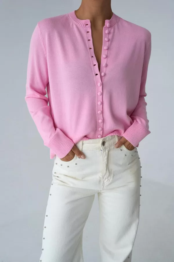 Pembe Triko Kadın Hırka