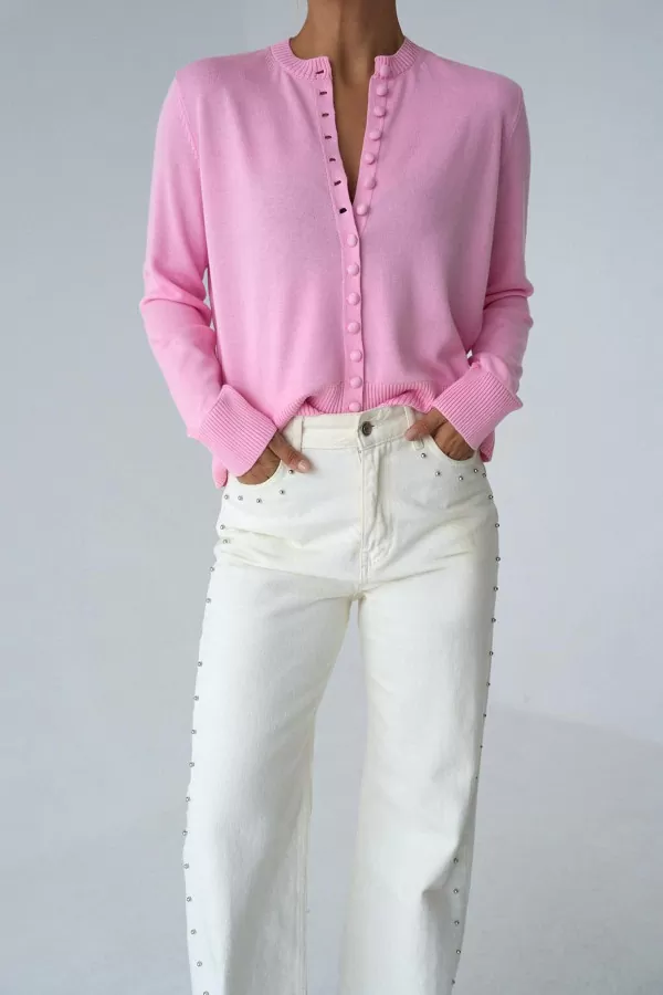 Pembe Triko Kadın Hırka