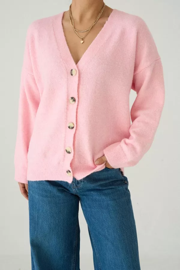 Pembe Triko Kadın Hırka