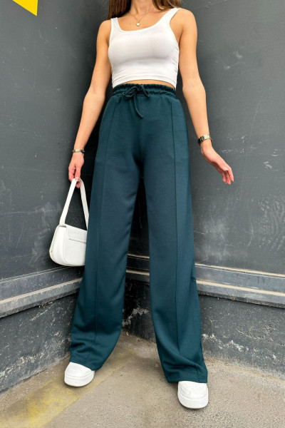 Petrol Yeşili Modal Kumaş Kadın Palazzo Pantolon