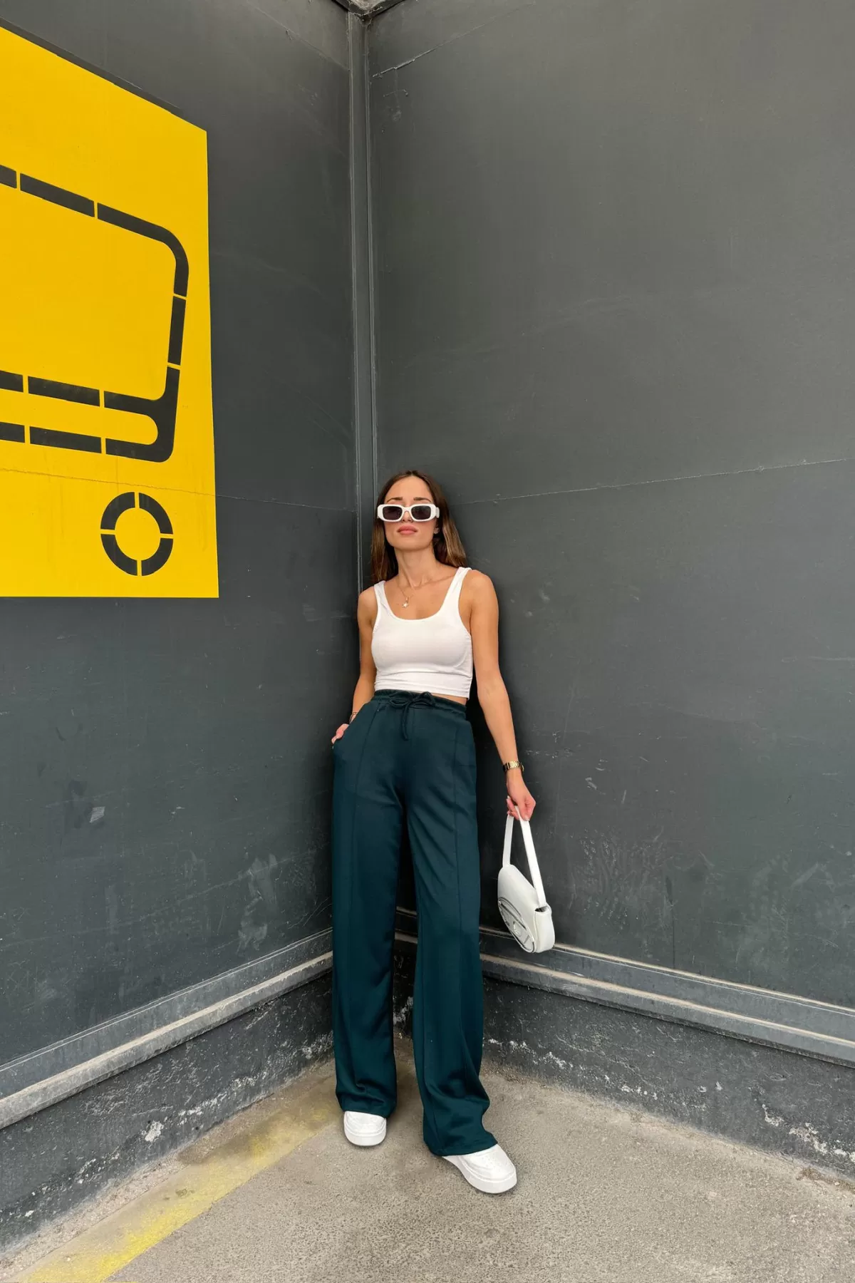 Petrol Yeşili Modal Kumaş Kadın Palazzo Pantolon