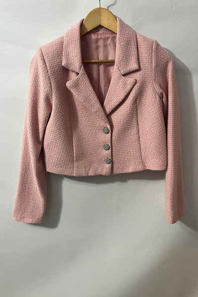 Pudra Pembe Kısa Kadın Ceket