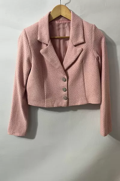 Pudra Pembe Kısa Kadın Ceket