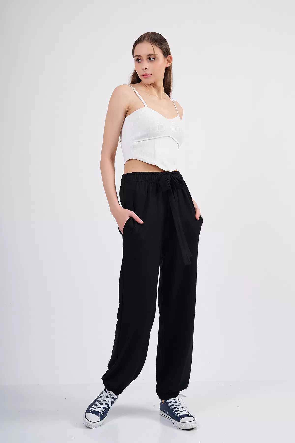 Rahat Kesim Siyah Kadın Pantolon