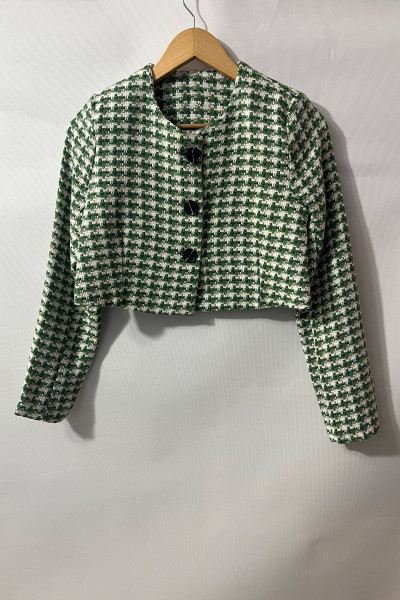 Renkli Desenli Kısa Kadın Ceket