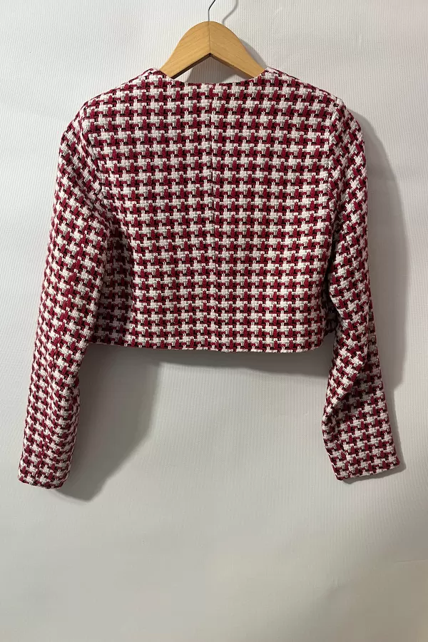 Renkli Desenli Kısa Kadın Ceket