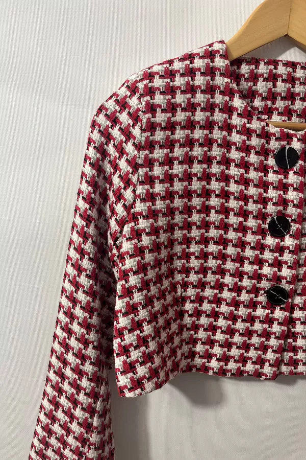 Renkli Desenli Kısa Kadın Ceket