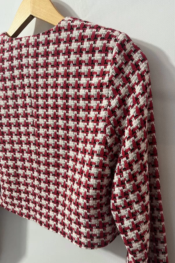 Renkli Desenli Kısa Kadın Ceket