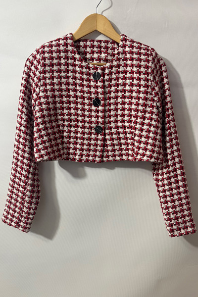 Renkli Desenli Kısa Kadın Ceket