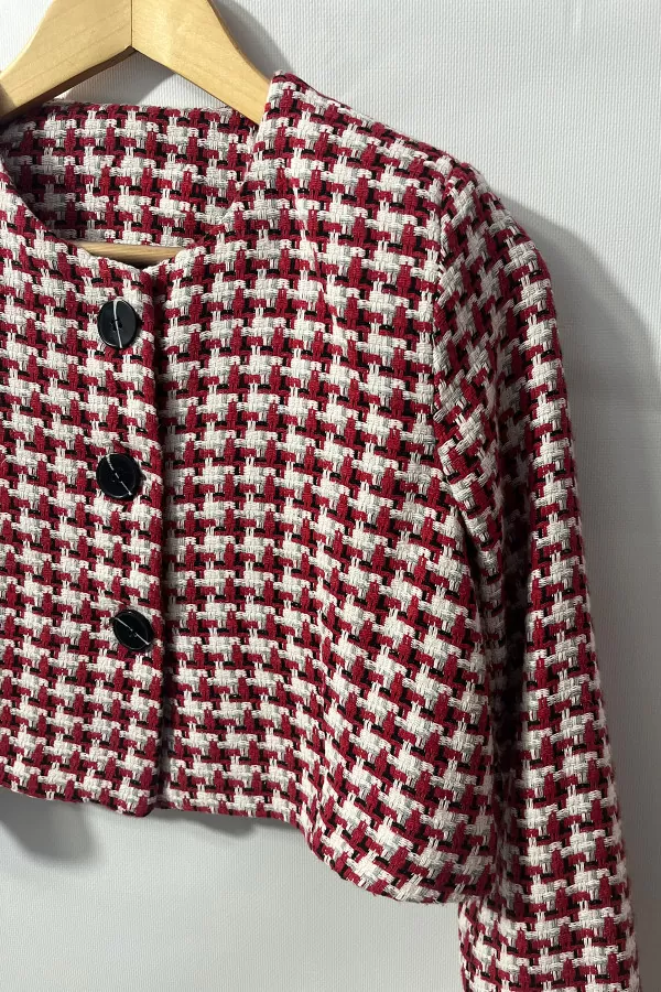 Renkli Desenli Kısa Kadın Ceket