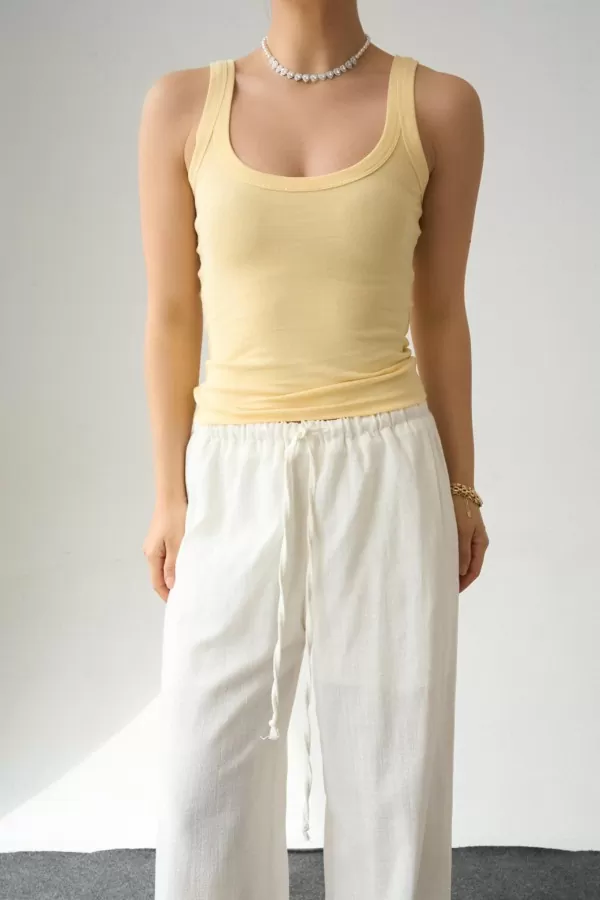 Sarı Pamuklu Kadın Atlet