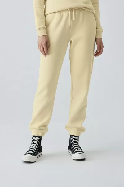 Sarı Pamuklu Üç İplik Şardonlu Kadın Eşofman Altı