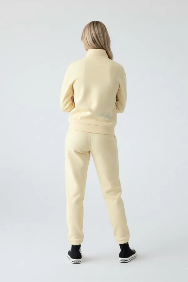 Sarı Pamuklu Üç İplik Şardonlu Kadın Eşofman Takımı