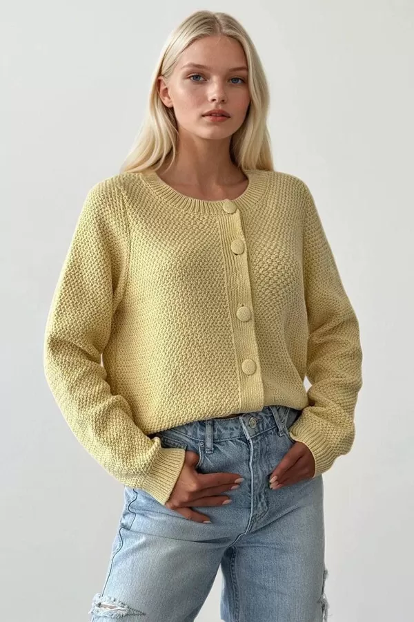 Sarı Triko Kadın Hırka