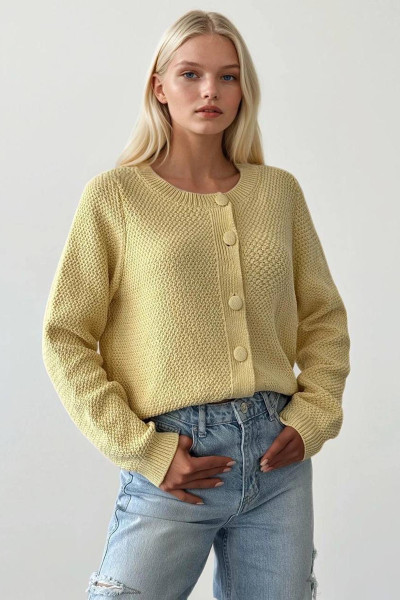 Sarı Triko Kadın Hırka