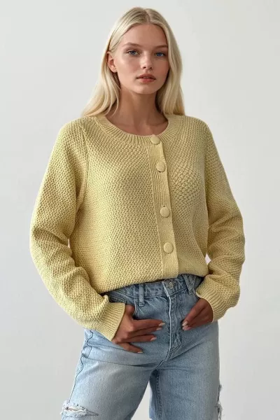 Sarı Triko Kadın Hırka