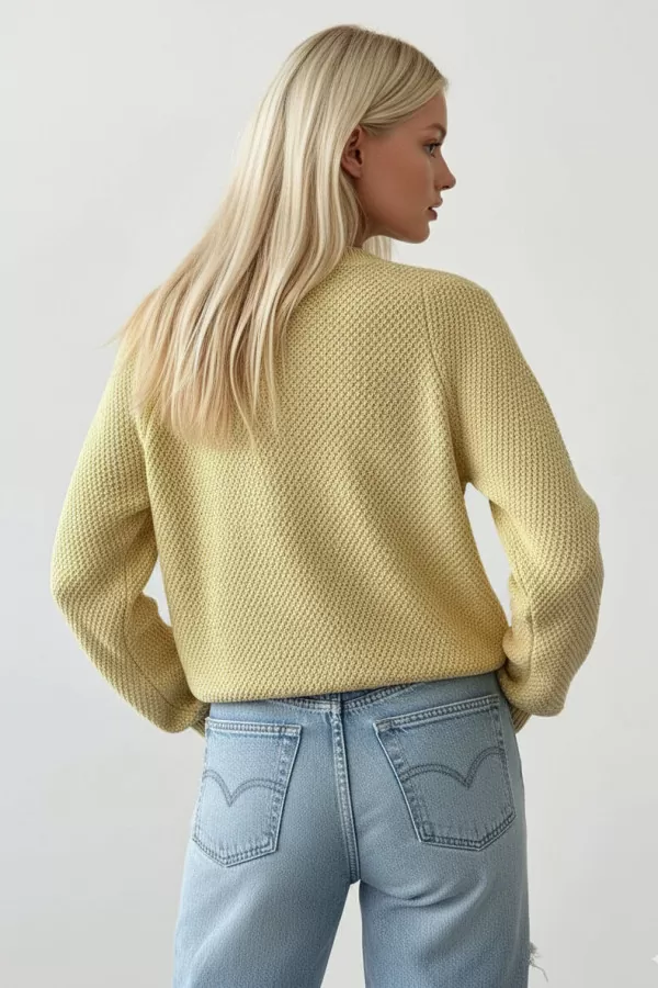 Sarı Triko Kadın Hırka