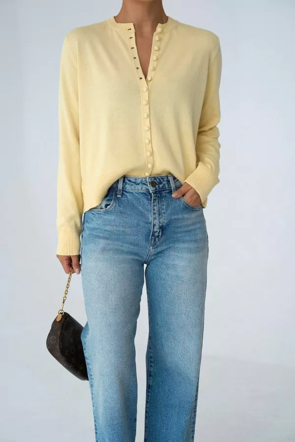 Sarı Triko Kadın Hırka