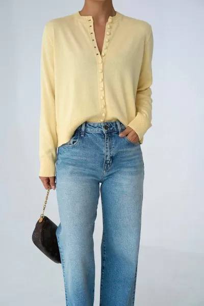 Sarı Triko Kadın Hırka