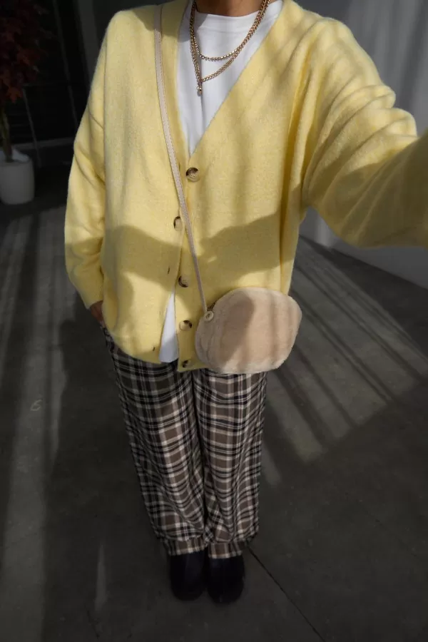 Sarı Triko Kadın Hırka