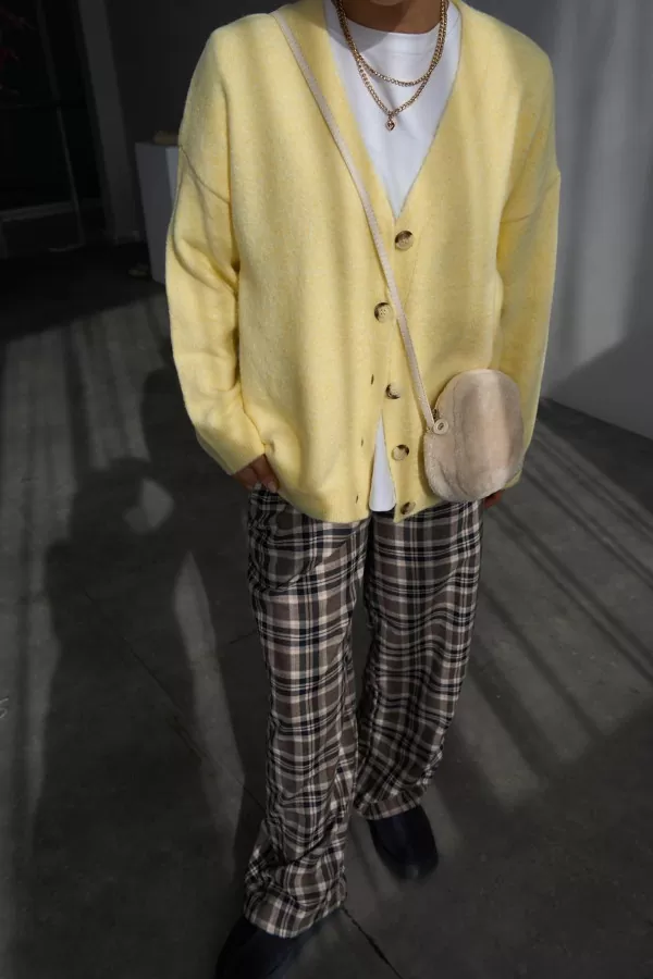 Sarı Triko Kadın Hırka