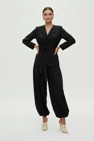 Siyah Ceket Bluz Şalvar Pantolon Alt Üst Takım