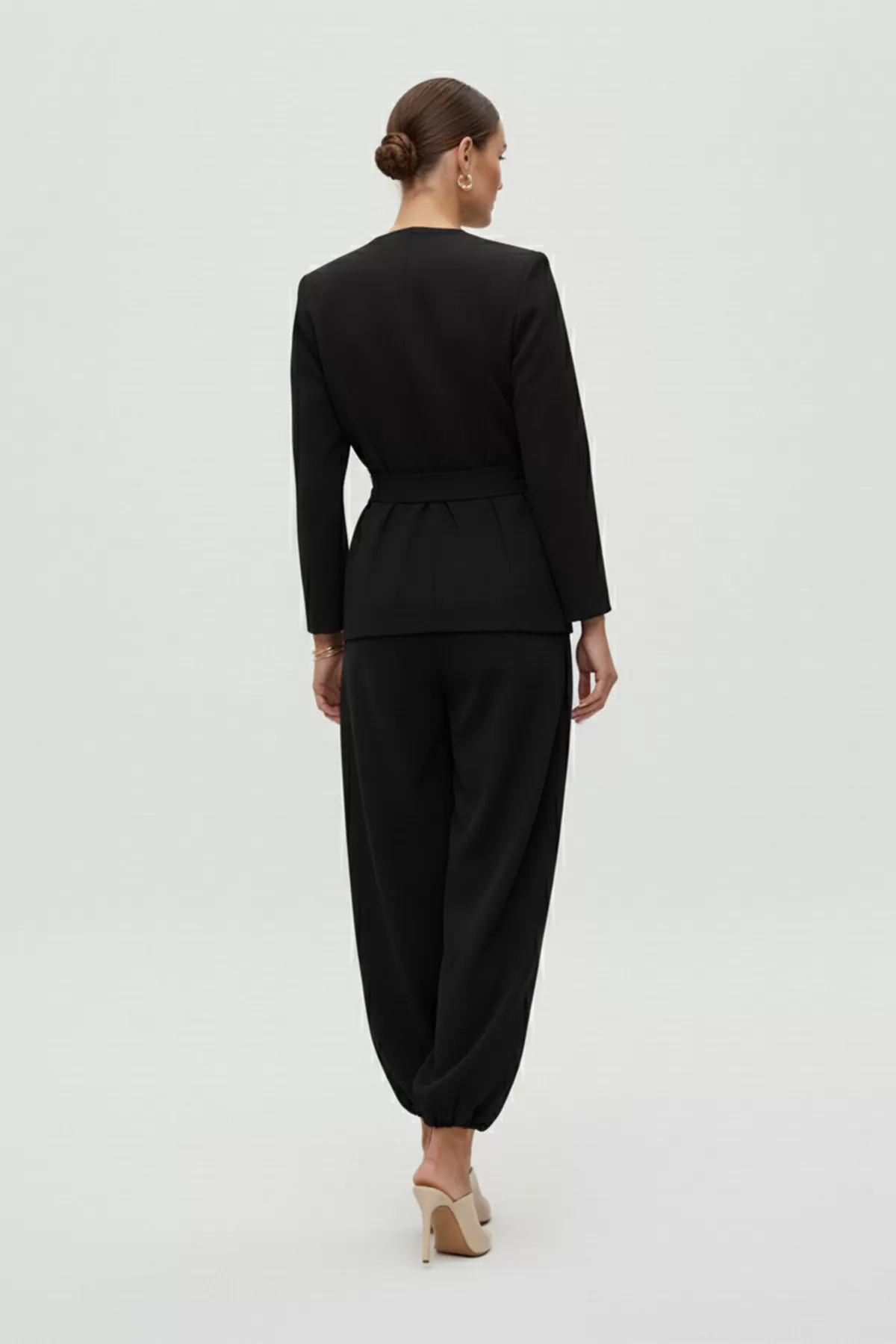 Siyah Ceket Bluz Şalvar Pantolon Alt Üst Takım