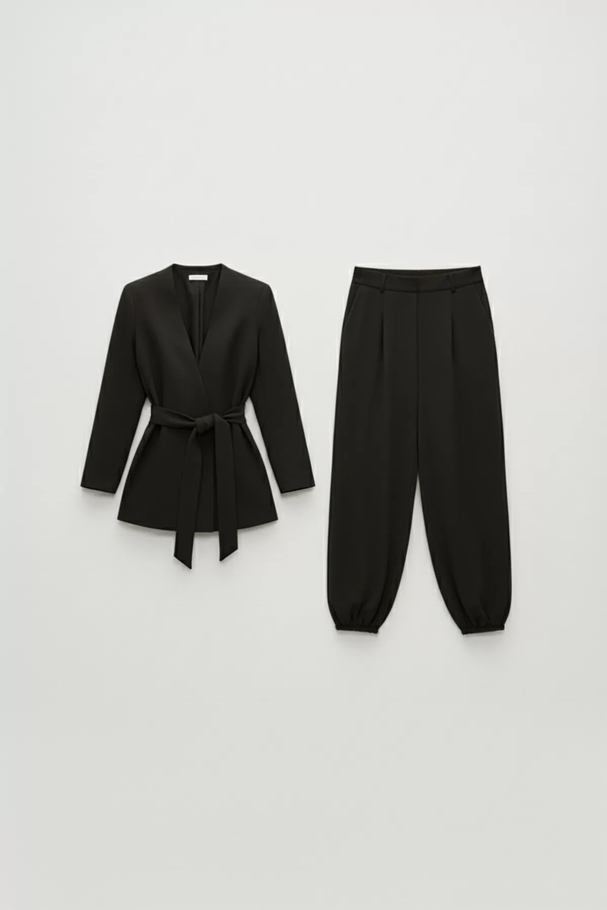 Siyah Ceket Bluz Şalvar Pantolon Alt Üst Takım