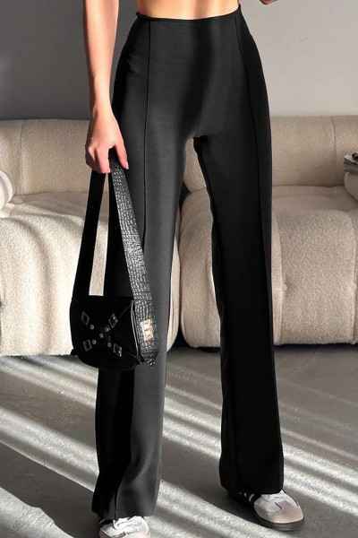 Çima Dikiş Detaylı Siyah Modal Kumaş Kadın Pantolon