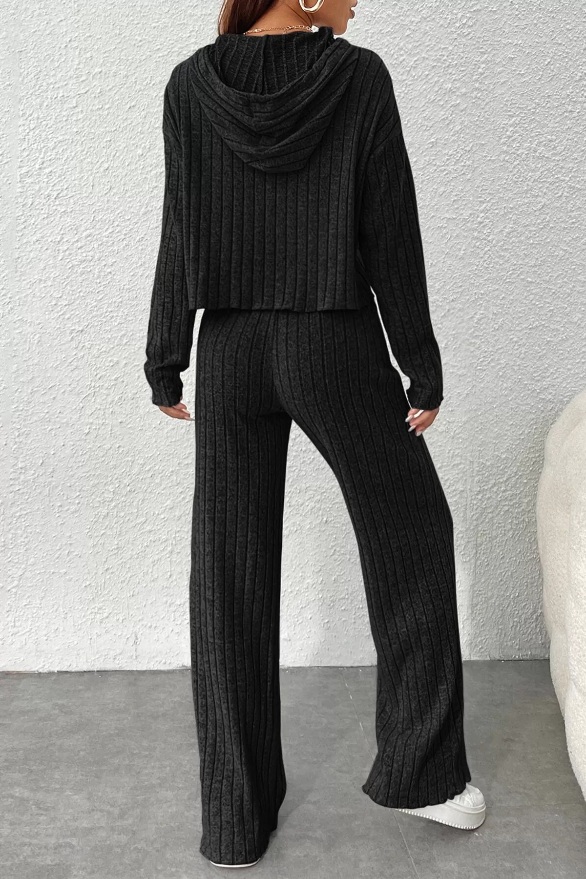 Siyah Crop Bluz Pantolon Alt Üst Takım