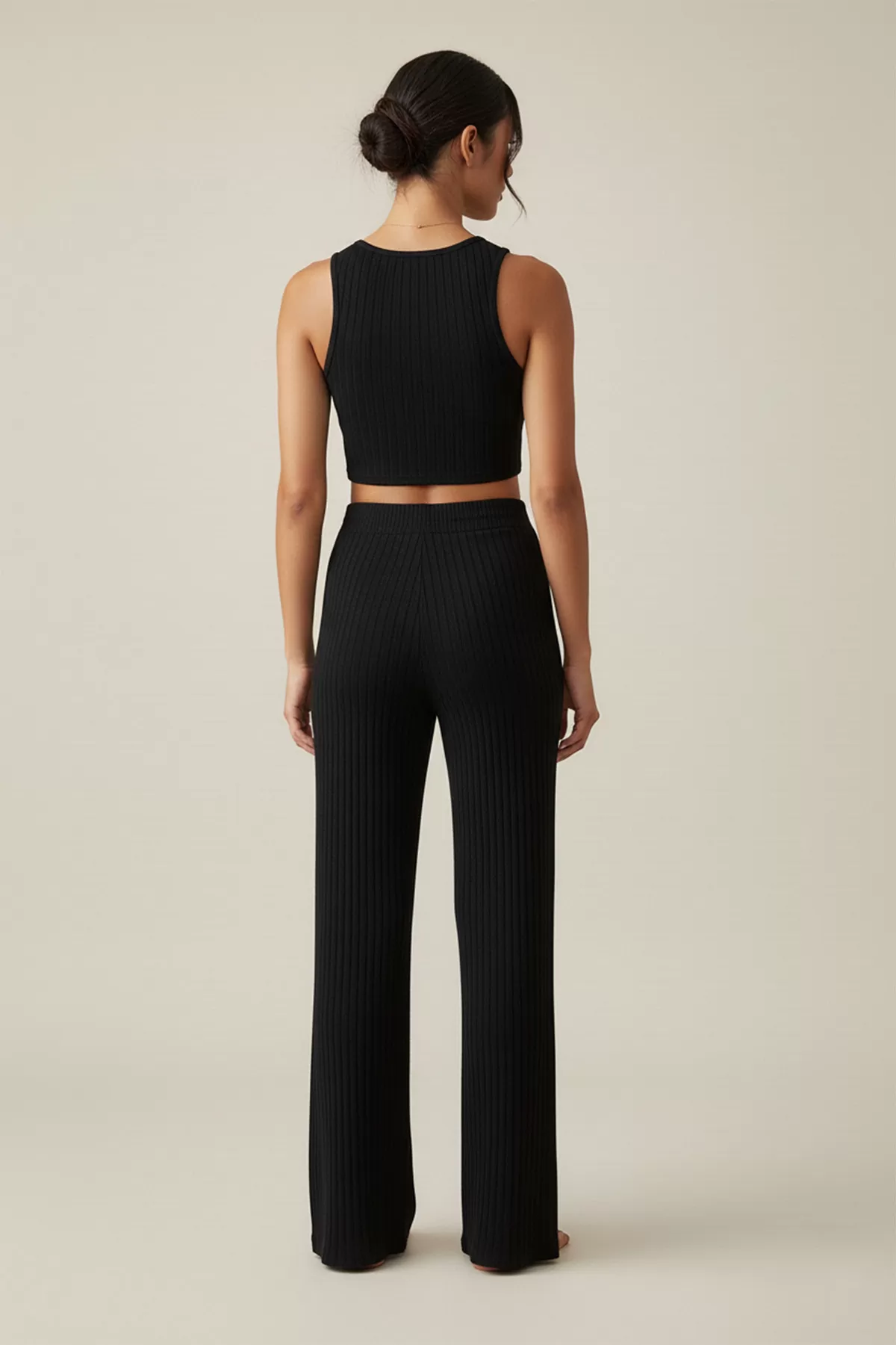 Siyah Crop Bluz Pantolon Alt Üst Takım