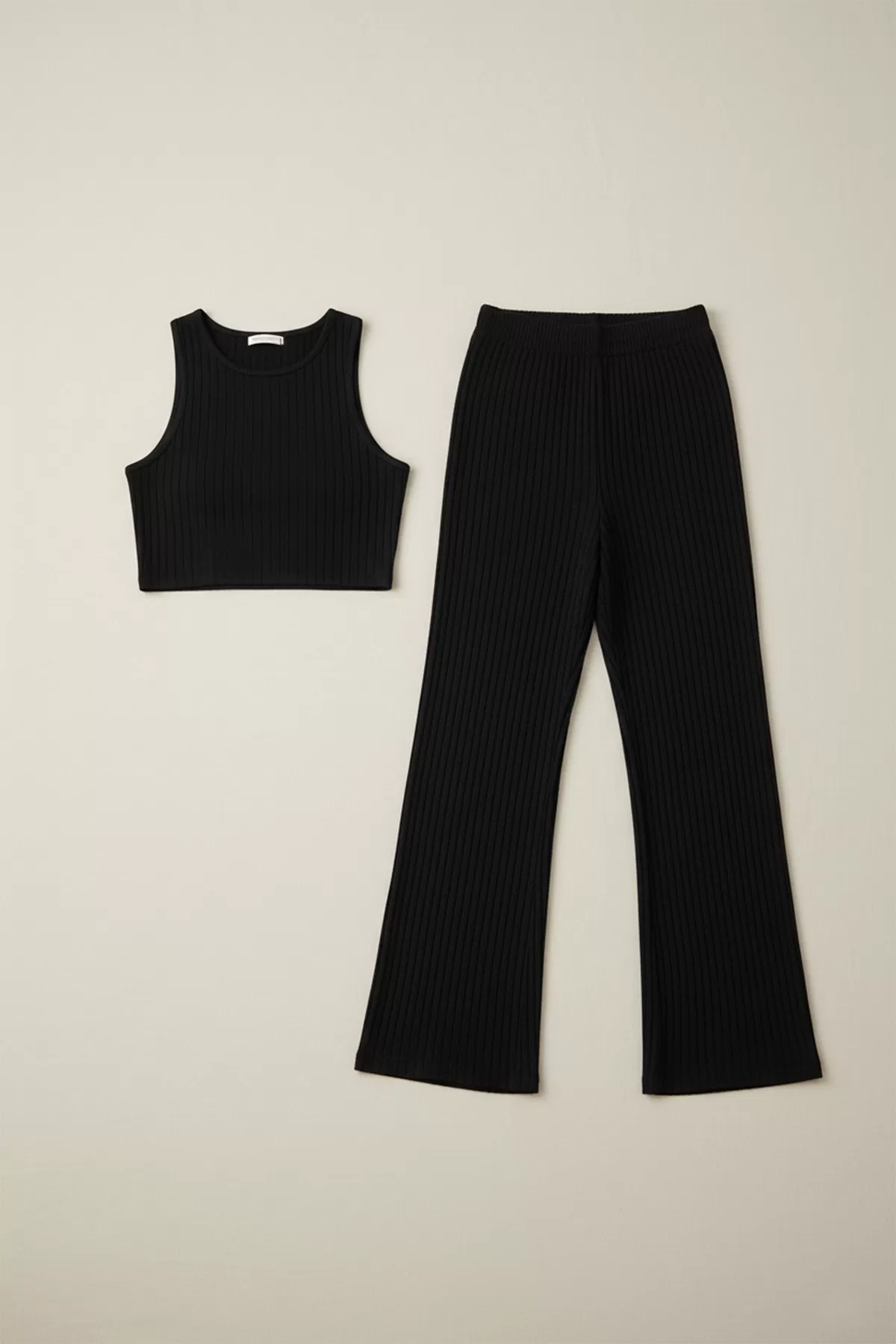 Siyah Crop Bluz Pantolon Alt Üst Takım