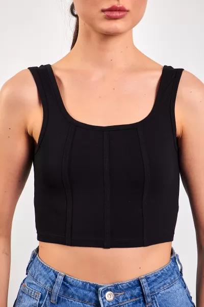 Siyah Crop Top Atlet