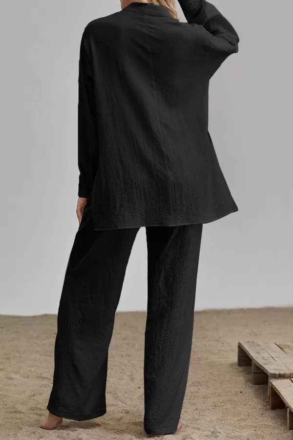 Siyah Gömlek Pantolon Kadın İkili Takım