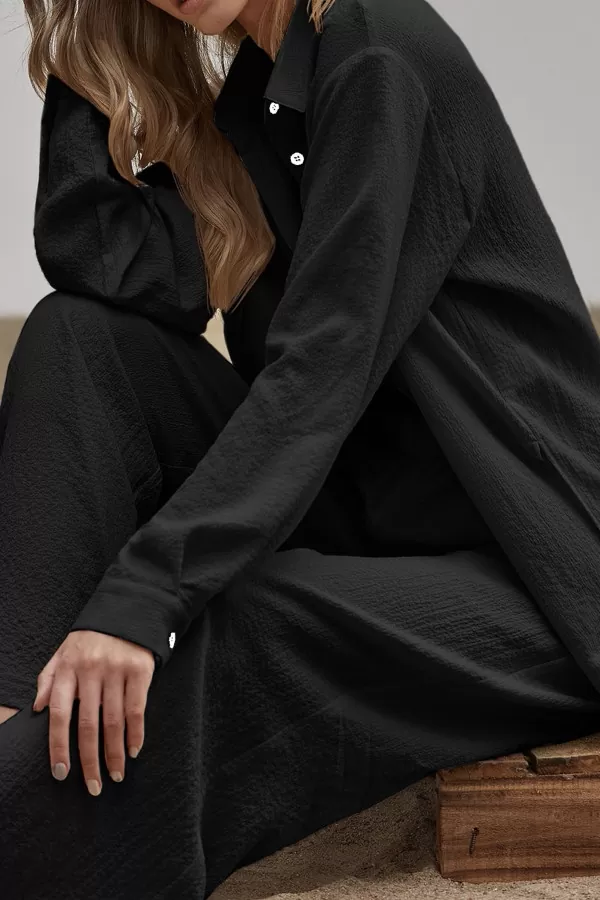 Siyah Gömlek Pantolon Kadın İkili Takım