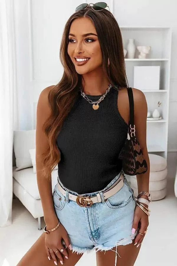 Siyah Kaşkorse Halter Yaka Kadın Atlet